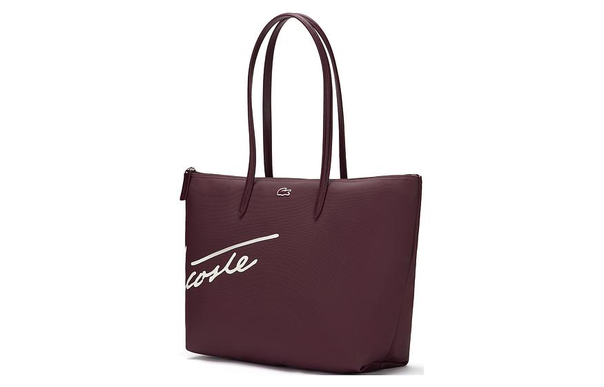 Сумка женская LACOSTE PVC Tote Bag бордовая, Large EU