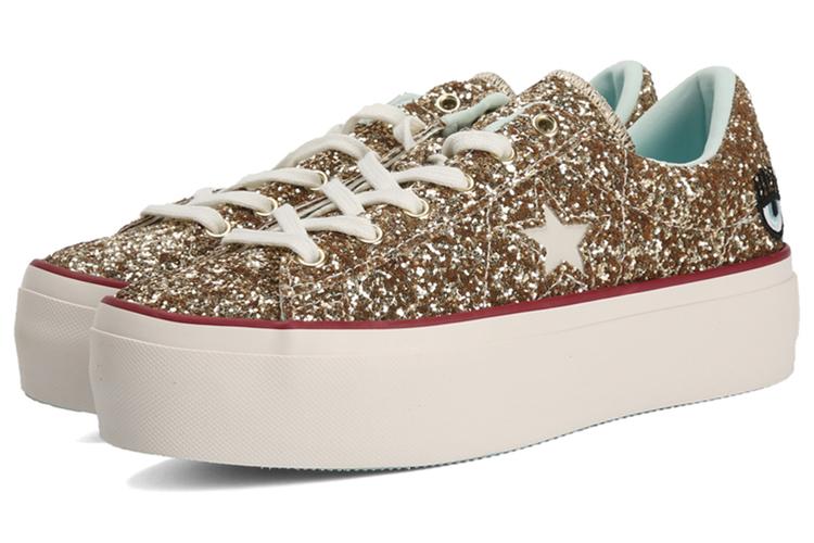 Кеды женские Converse Chiara Ferragni X One Star Platform Ox золотые, 41.5 EU