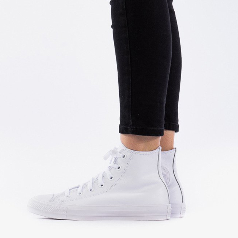 Кеды унисекс Converse Chuck Taylor All Star Leather Hi белые, 36 EU