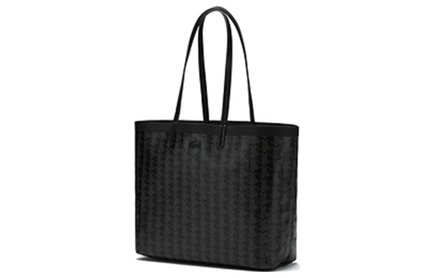 Сумка женская LACOSTE PVC Tote Bag черно-серая, Medium EU