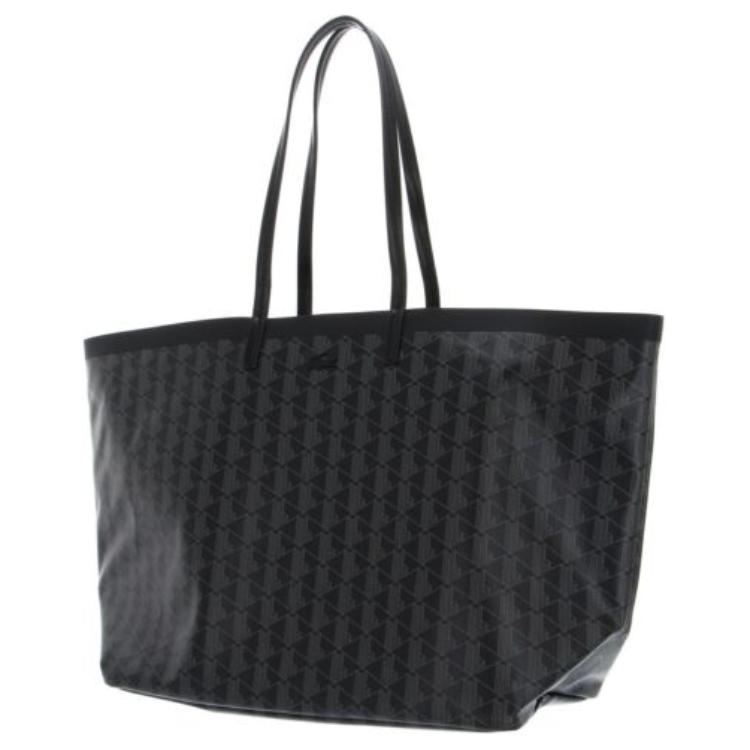 Сумка женская LACOSTE PVC Tote Bag черно-серая, Medium EU