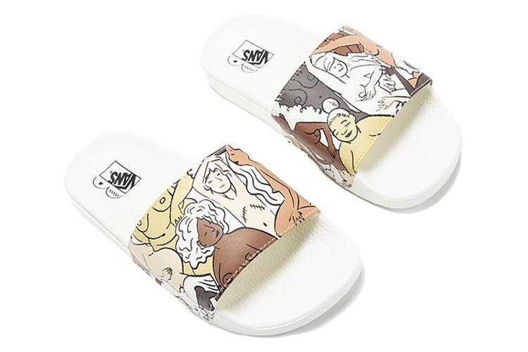 Шлепанцы женские Vans CoppaFeel X Vans Slide On белые, 34.5 EU