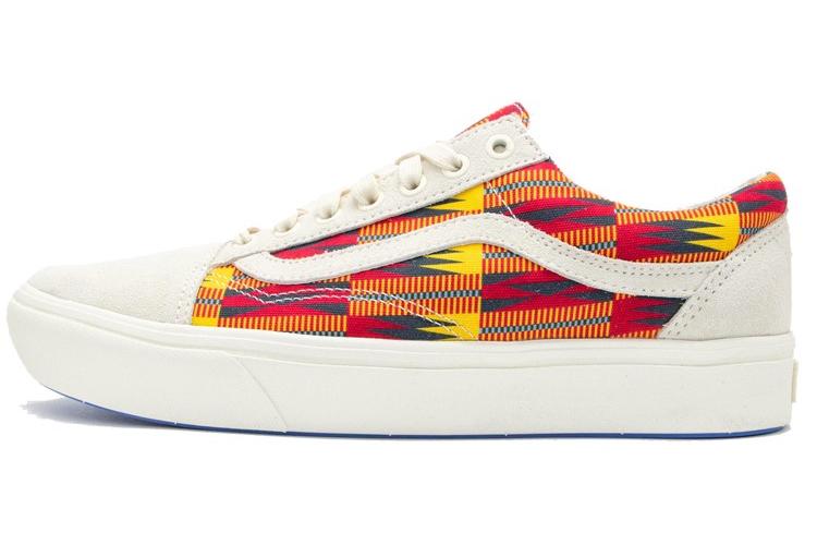 Кроссовки унисекс Vans Union X Old Skool Kente Cloth белые-желтые, 42 EU