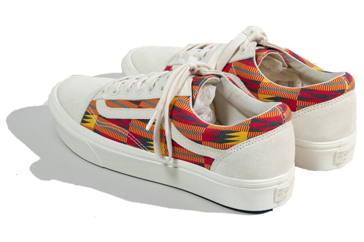 Кроссовки унисекс Vans Union X Old Skool Kente Cloth белые-желтые, 42 EU