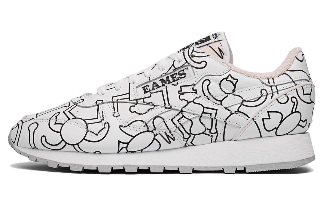 Кроссовки унисекс Reebok Classic Leather Eames The Coloring Toy белые-черные, 42 EU