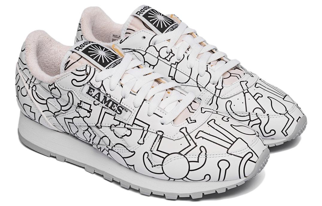 Кроссовки унисекс Reebok Classic Leather Eames The Coloring Toy белые-черные, 42 EU