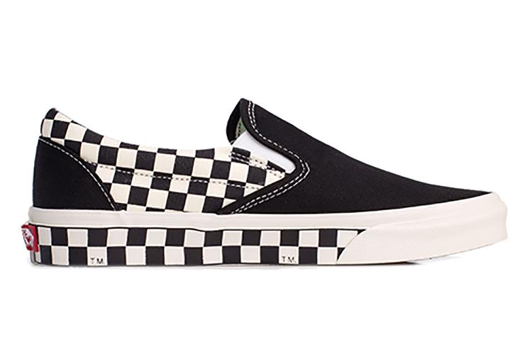 Слипоны унисекс Vans Classic Slip On Sidewall Check черные, 36 EU