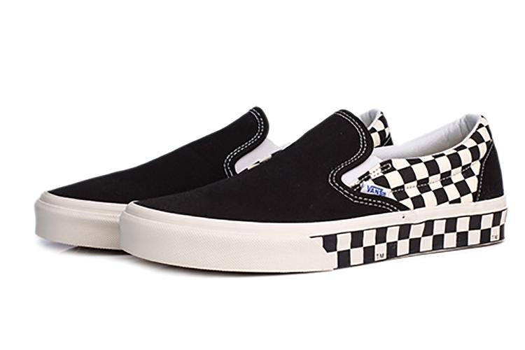 Слипоны унисекс Vans Classic Slip On Sidewall Check черные, 36 EU