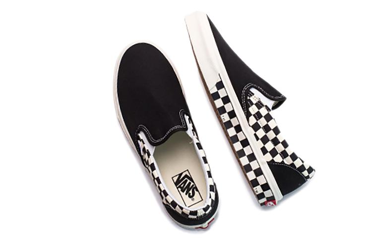 Слипоны унисекс Vans Classic Slip On Sidewall Check черные, 36 EU