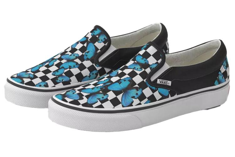 Слипоны унисекс Vans Classic Slip On Butterfly Checkerboard, blue-black, 38 EU