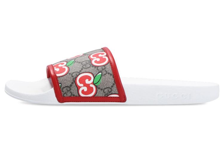 Шлепанцы женские GUCCI Apple Logo красные, 37 EU