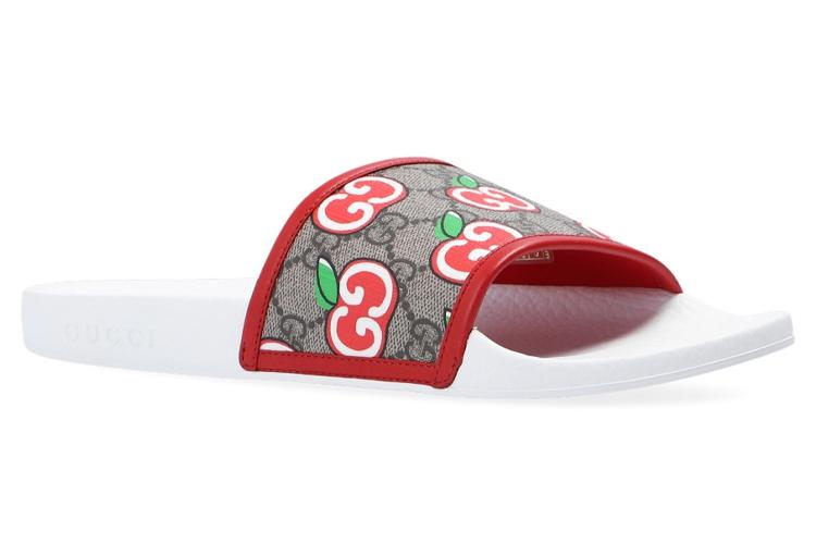 Шлепанцы женские GUCCI Apple Logo красные, 37 EU