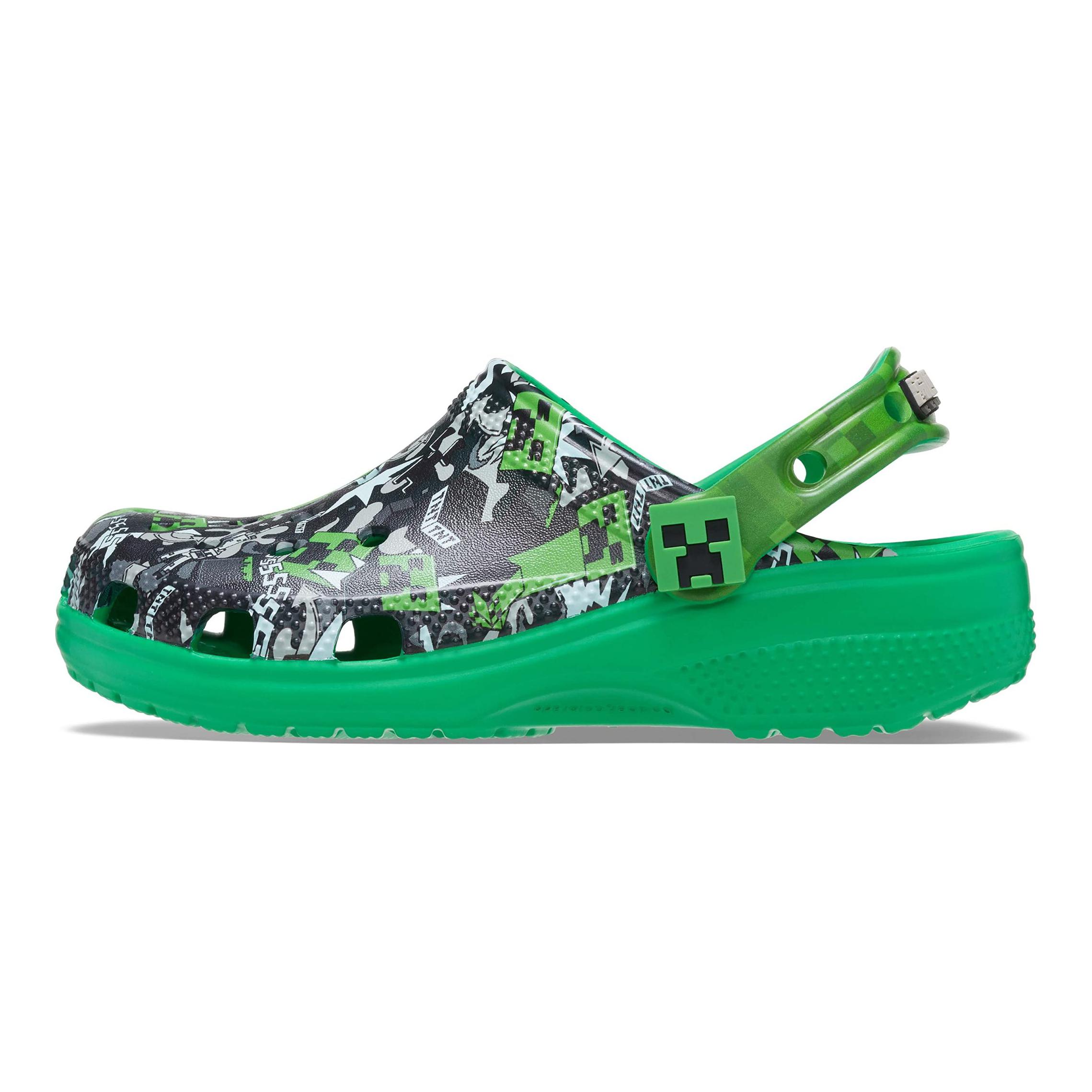 Шлепанцы детские Crocs Classic Clog Minecraft черно-зелёные, 33-34 EU