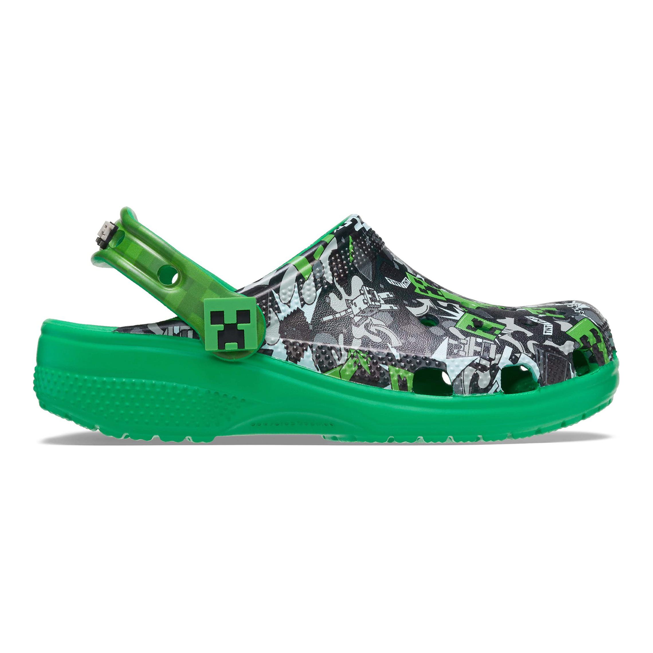Шлепанцы детские Crocs Classic Clog Minecraft черно-зелёные, 33-34 EU