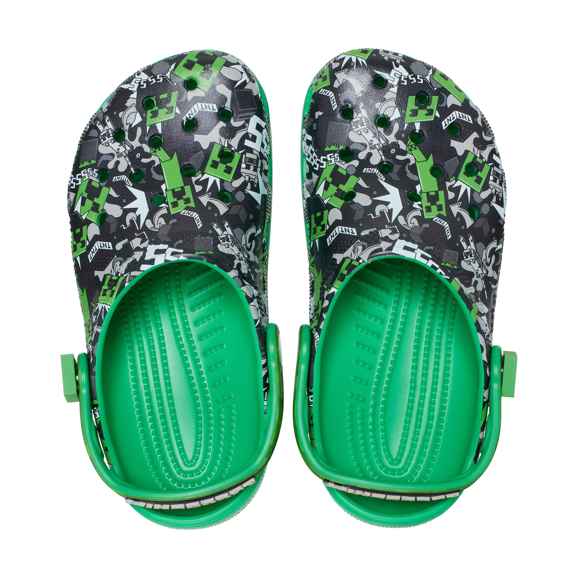 Шлепанцы детские Crocs Classic Clog Minecraft черно-зелёные, 33-34 EU