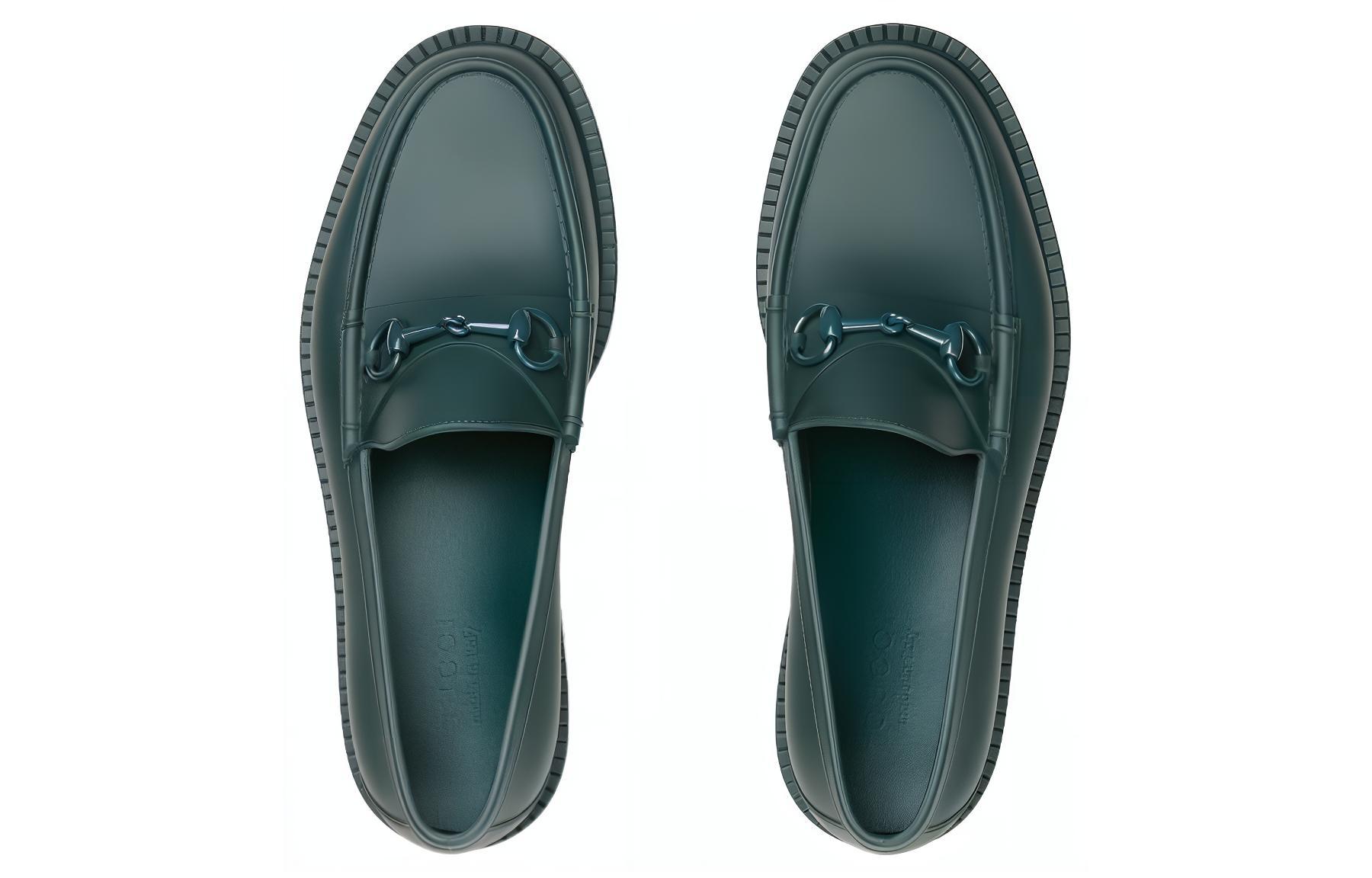 Лоферы мужские GUCCI Lacquered Horsebit темно-зеленые, 39.5 EU