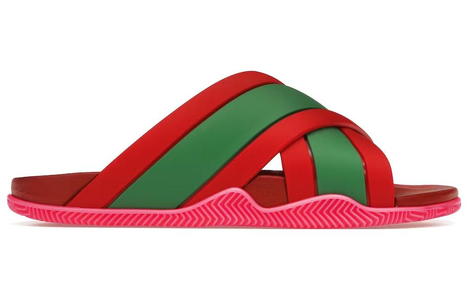 Шлепанцы женские GUCCI Web Stripe коралловые, 35 EU