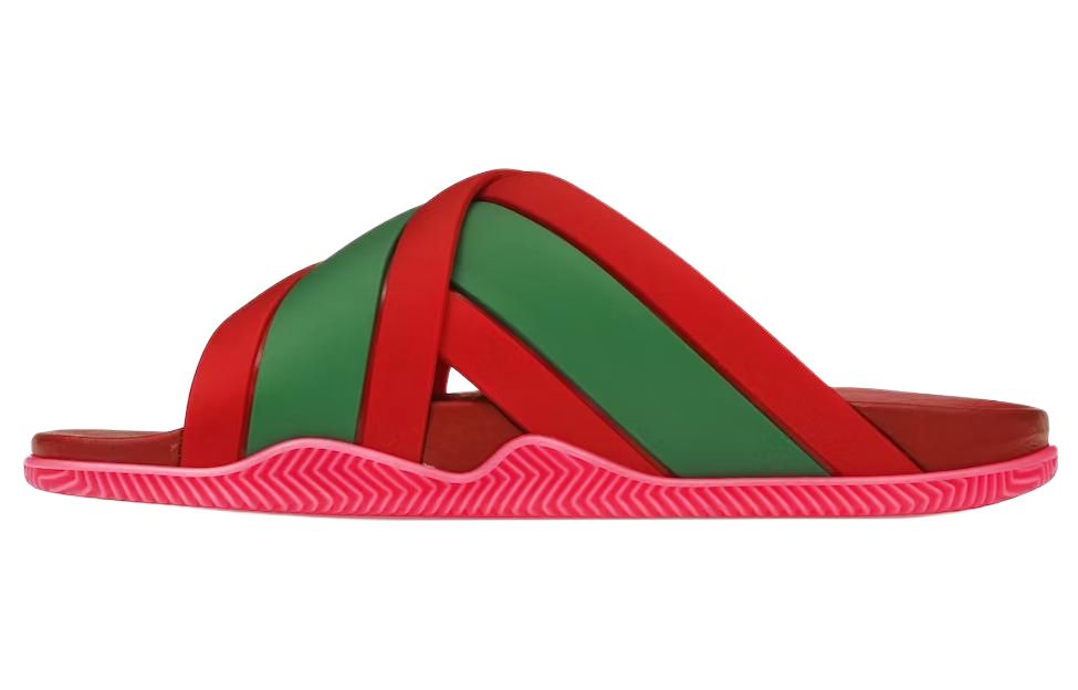 Шлепанцы женские GUCCI Web Stripe коралловые, 35 EU