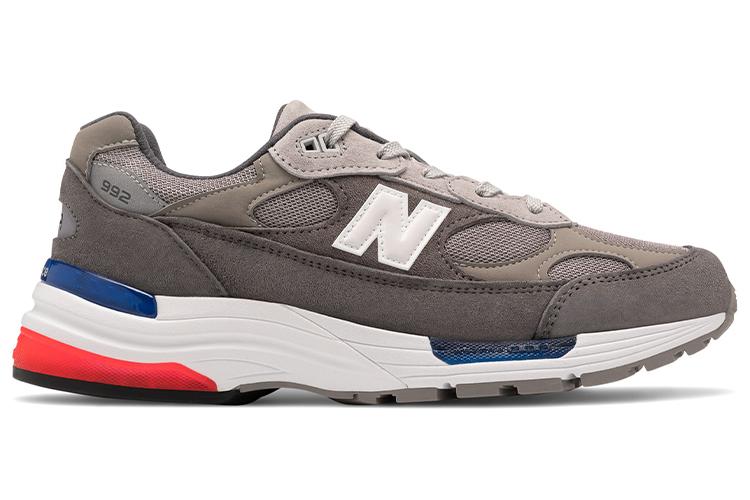 Кроссовки унисекс New Balance 992 серые, синие, красные, 40.5 EU