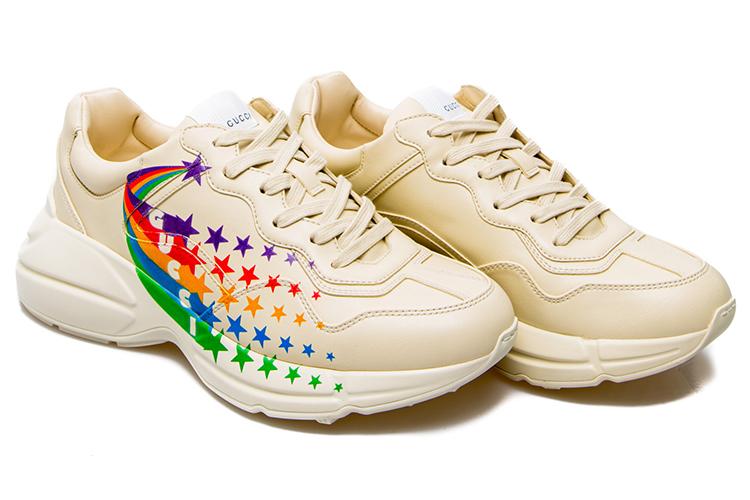 Кроссовки мужские GUCCI Rainbow Star Rhyton бежевые, 42 EU