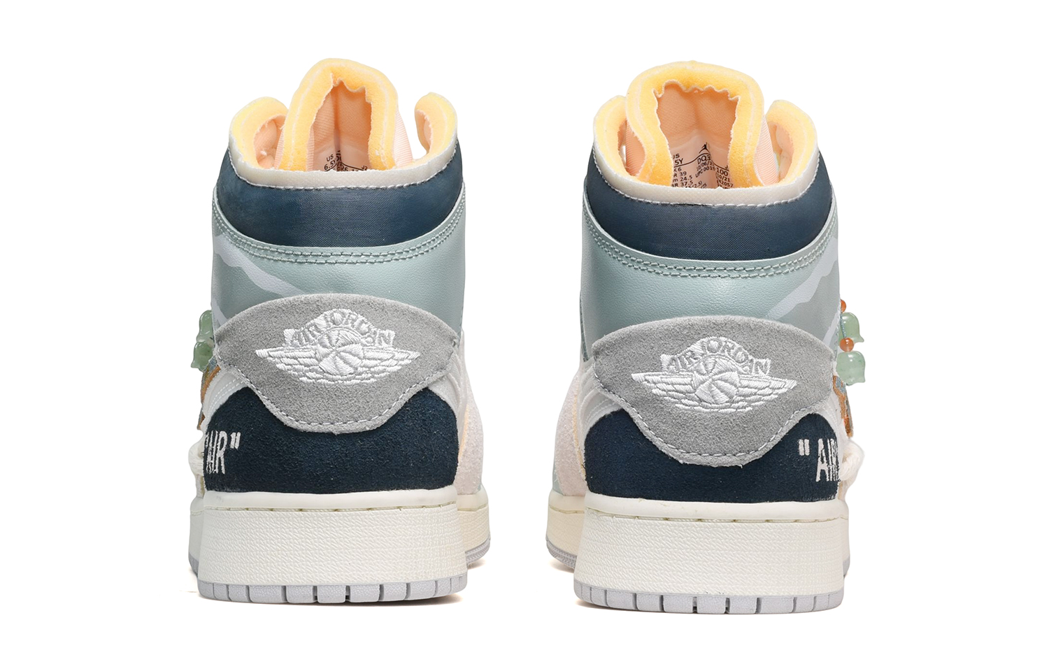 Кеды женские Jordan Air Jordan 1 Mid High-Top серые, белые, синие, 38 EU