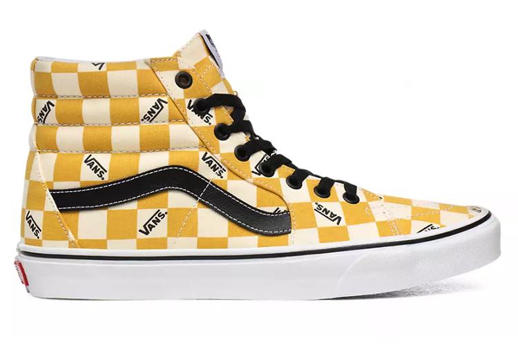 Кроссовки унисекс Vans Sk8 Hi Big Check желтые, 41 EU