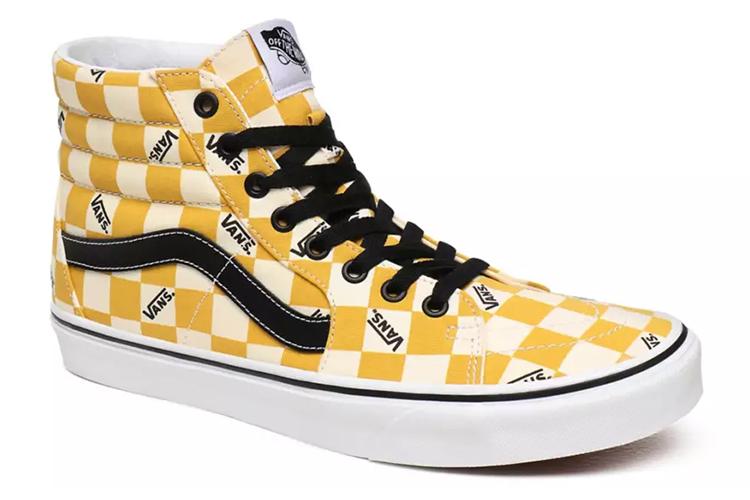 Кроссовки унисекс Vans Sk8 Hi Big Check желтые, 41 EU