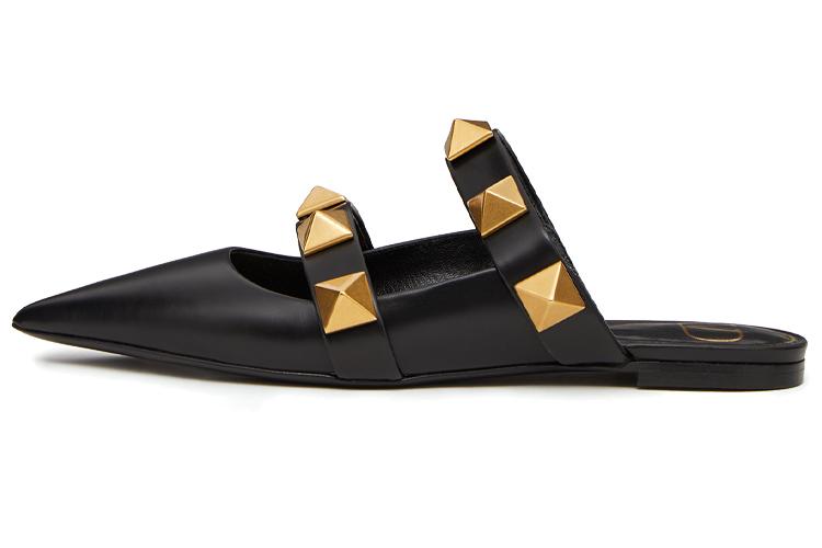 Шлепанцы женские Valentino Garavani Roman Stud черные-золотые, 35.5 EU