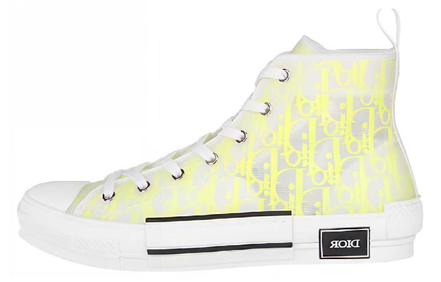 Кеды мужские DIOR B23 High Top бело-жёлтые, 43 EU