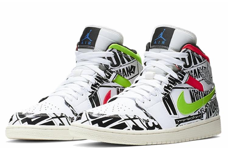 Кеды мужские Air Jordan 1 Mid All Over Logos, 44 EU