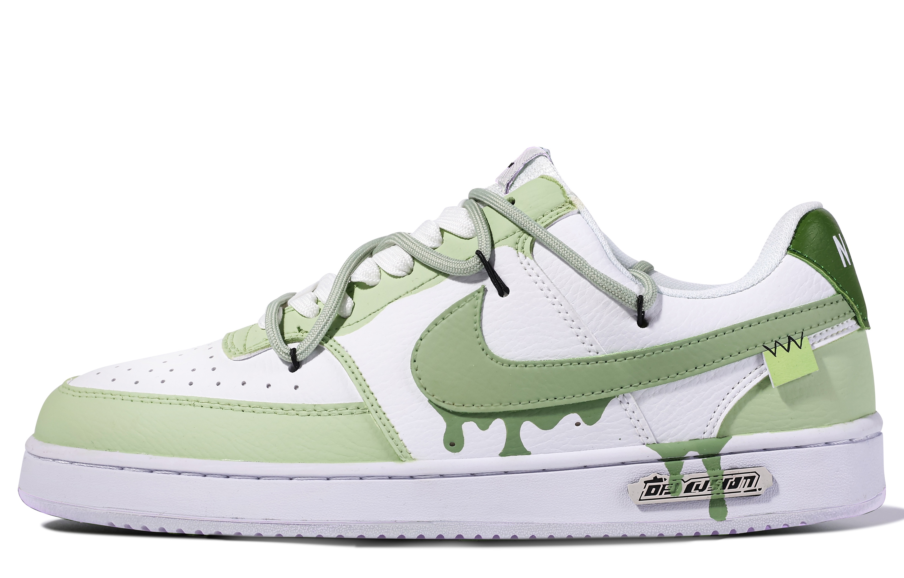 Кеды унисекс Nike Court Vision 1 Da Vinci Custom зелено-белые, 39 EU