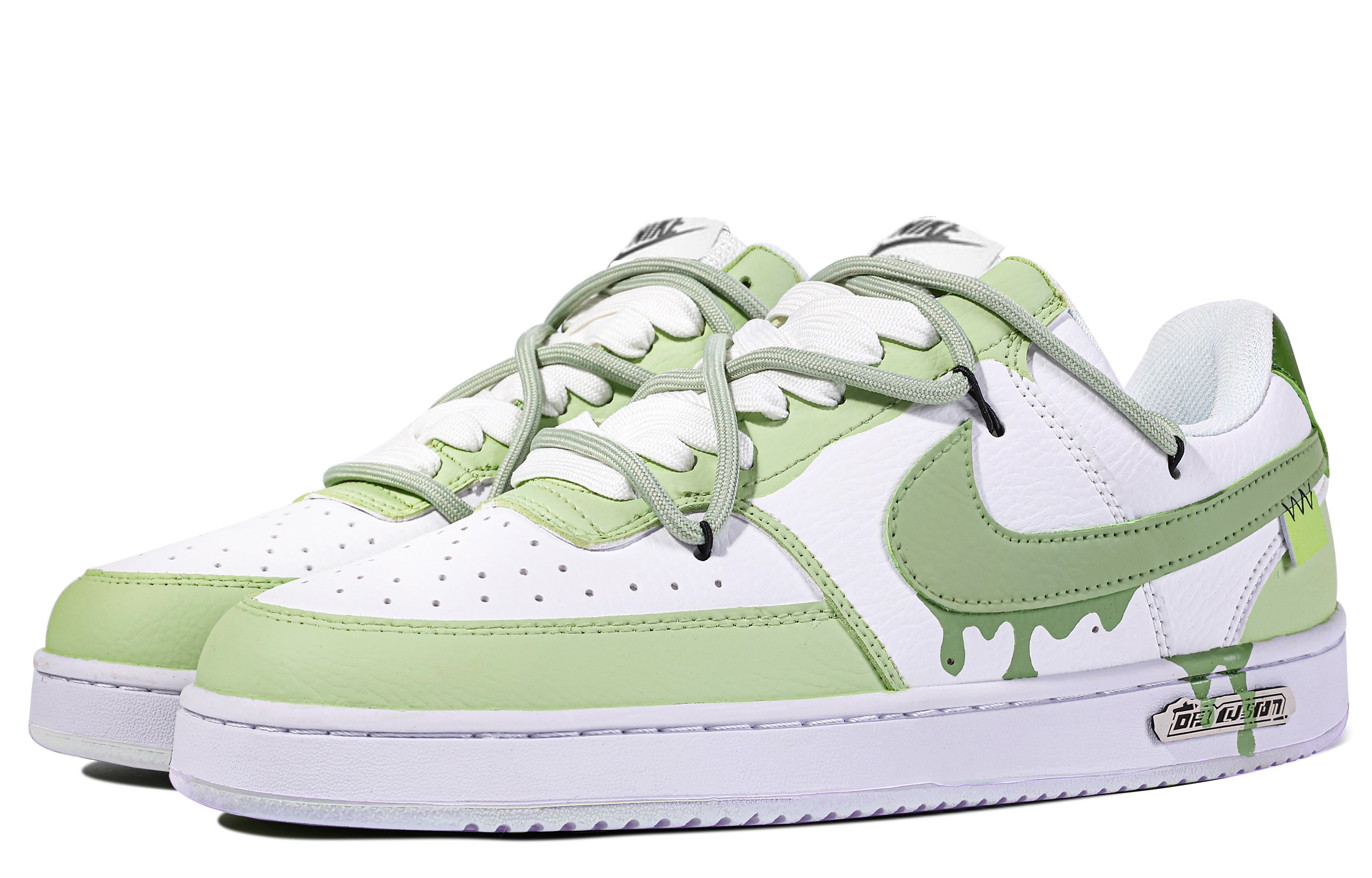 Кеды унисекс Nike Court Vision 1 Da Vinci Custom зелено-белые, 39 EU