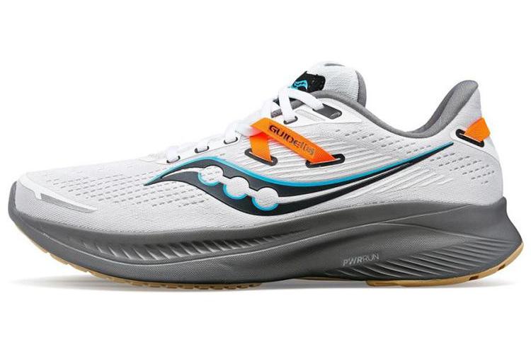 Беговые кроссовки мужские Saucony Guide 16 белые и оранжевые, 42 EU