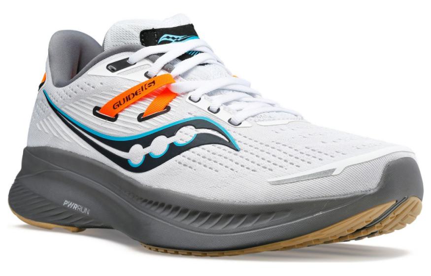 Беговые кроссовки мужские Saucony Guide 16 белые и оранжевые, 42 EU