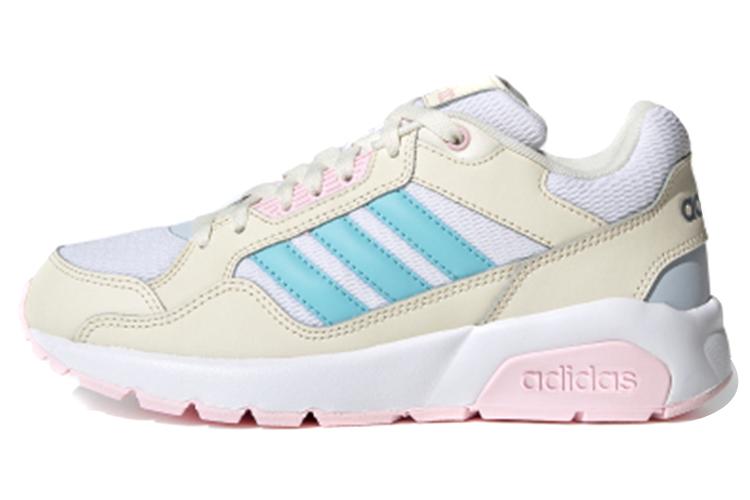 Кроссовки женские Adidas Neo Run9tis кремово-жёлтые белые синие, 38 2/3 EU