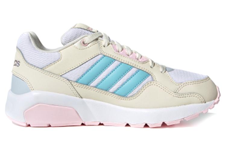 Кроссовки женские Adidas Neo Run9tis кремово-жёлтые белые синие, 38 2/3 EU