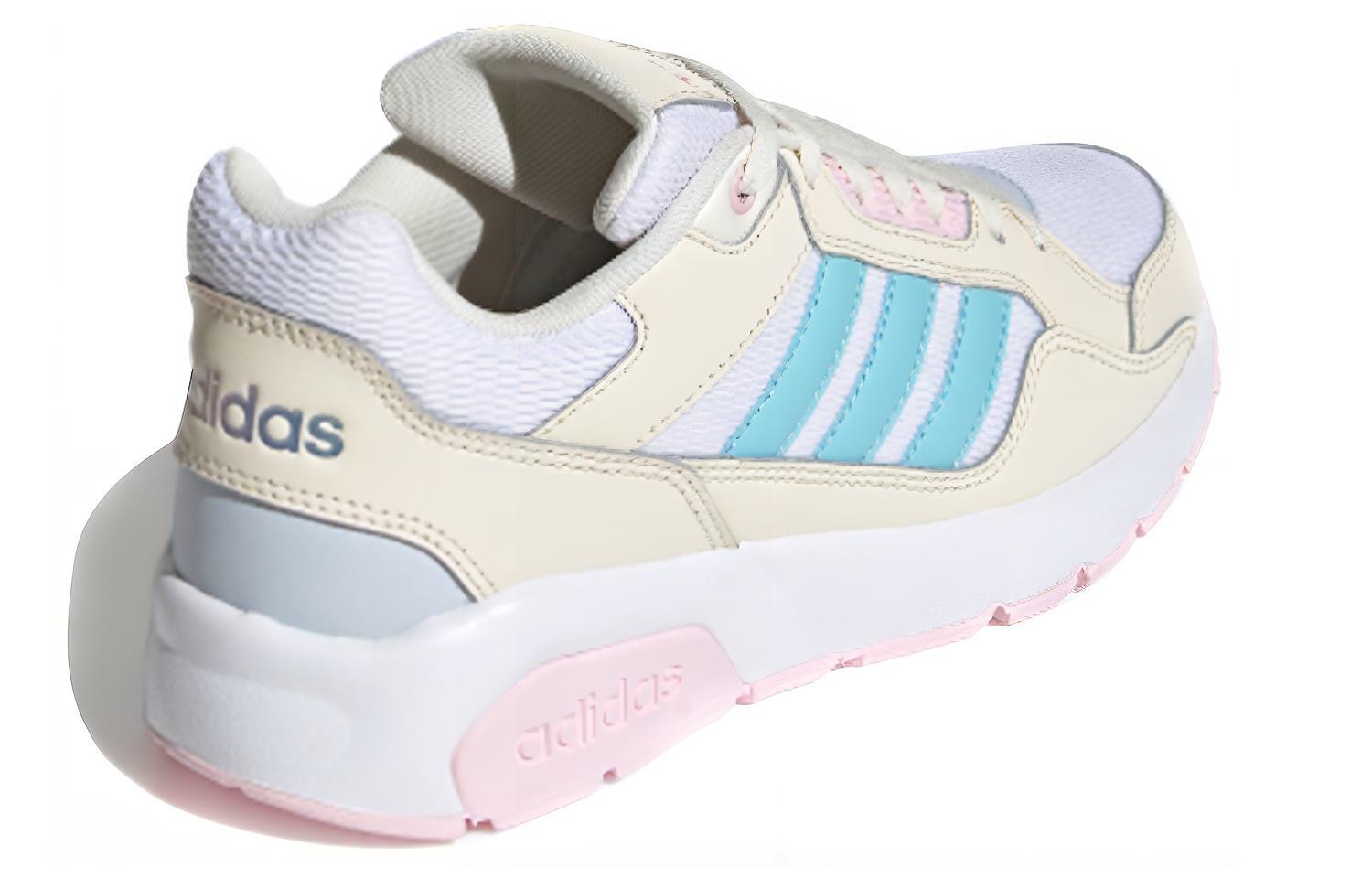 Кроссовки женские Adidas Neo Run9tis кремово-жёлтые белые синие, 38 2/3 EU