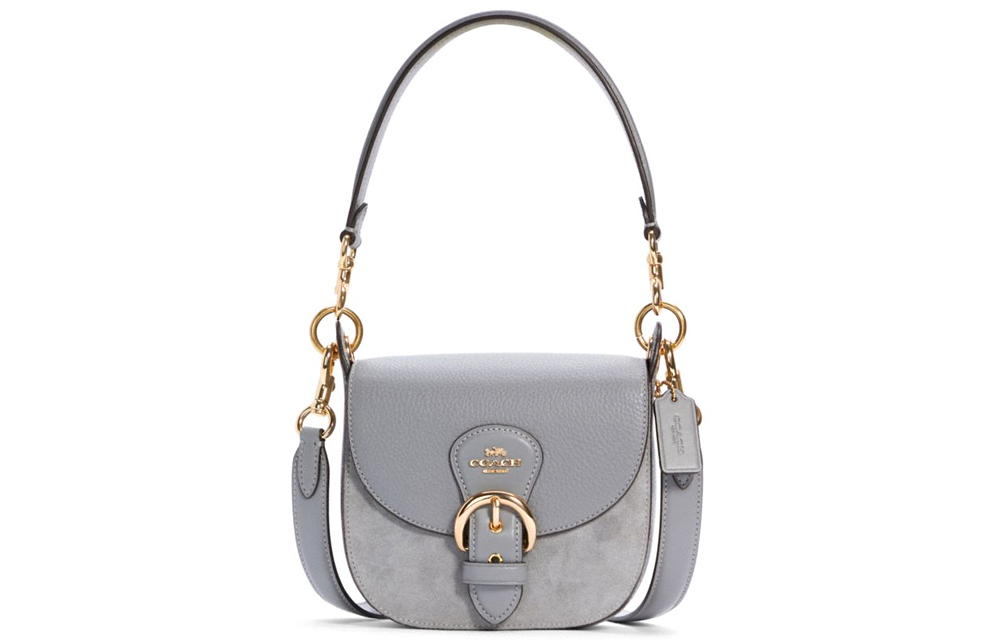 Сумка женская COACH Kleo Leather Saddle Bag голубо-серая