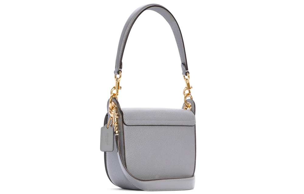 Сумка женская COACH Kleo Leather Saddle Bag голубо-серая