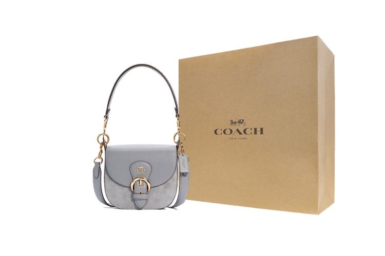Сумка женская COACH Kleo Leather Saddle Bag голубо-серая