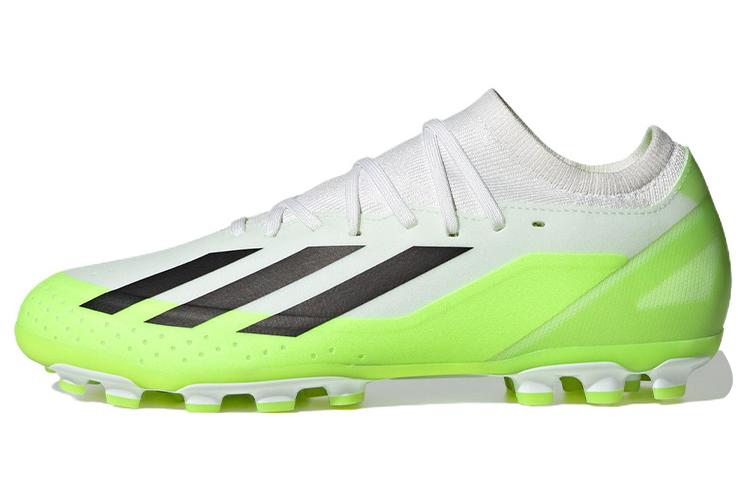 Бутсы унисекс adidas Crazyflight X3 белые и неоново-зеленые, 46 EU