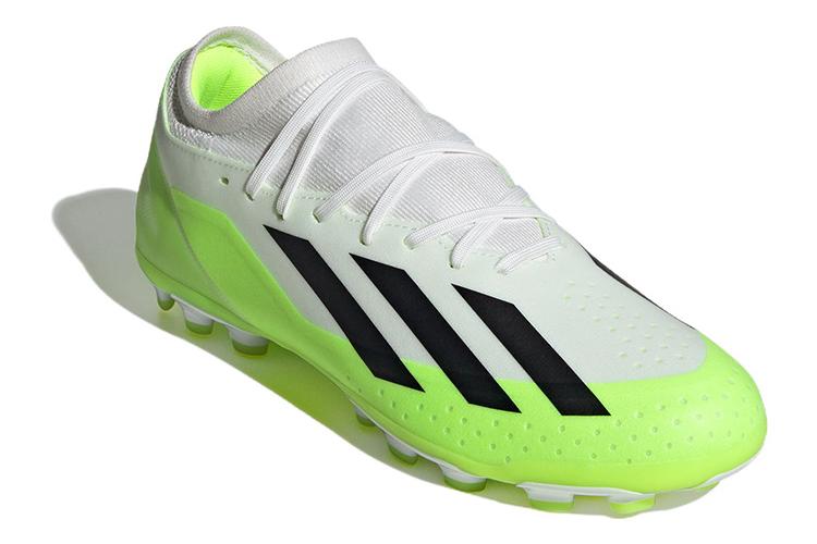 Бутсы унисекс adidas Crazyflight X3 белые и неоново-зеленые, 46 EU