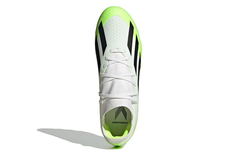 Бутсы унисекс adidas Crazyflight X3 белые и неоново-зеленые, 46 EU