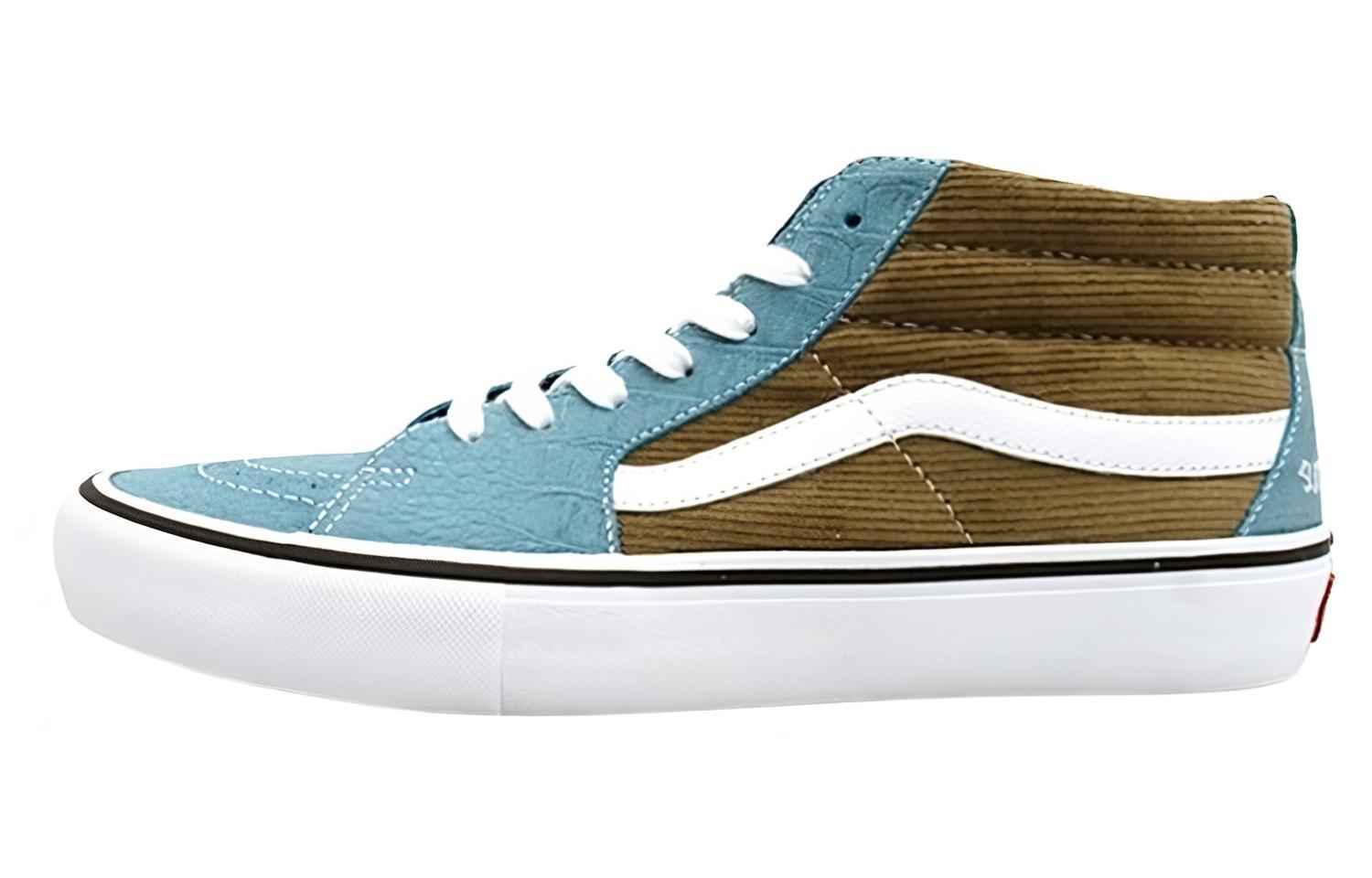 Кеды унисекс Vans Supreme X SK8 Mid Pro corduroy croc синие, 42 EU