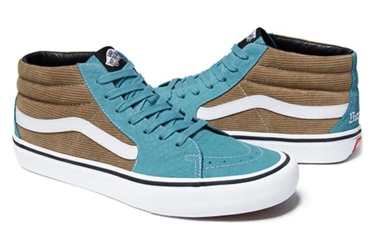 Кеды унисекс Vans Supreme X SK8 Mid Pro corduroy croc синие, 42 EU