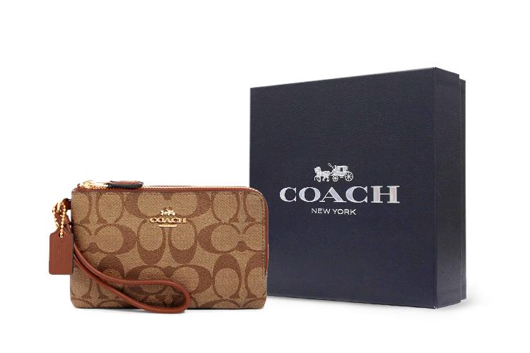 Клатч женский COACH Pochette Corner Zip коричневый