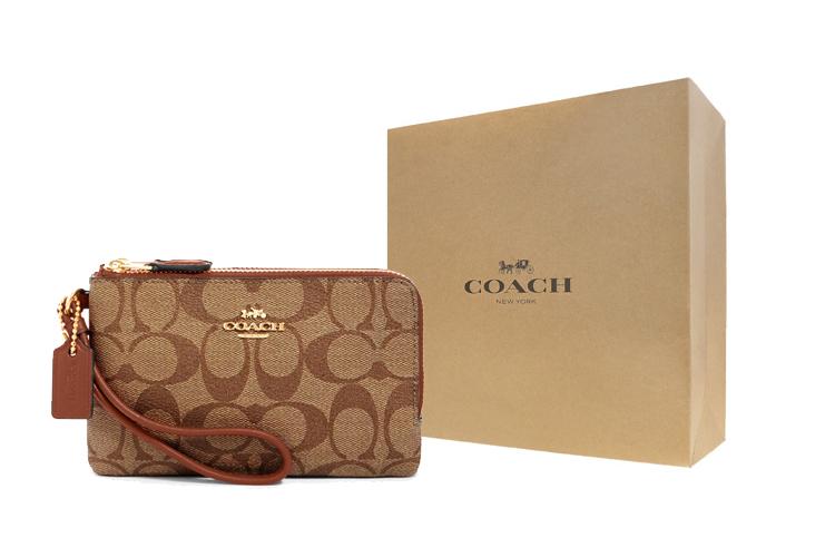 Клатч женский COACH Pochette Corner Zip коричневый