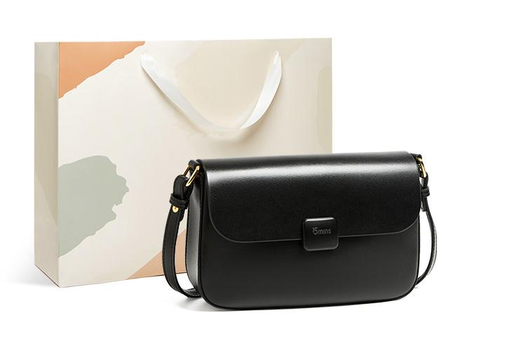 Плечевая сумка женская 15 MINS Tofu Bag черная, Medium EU