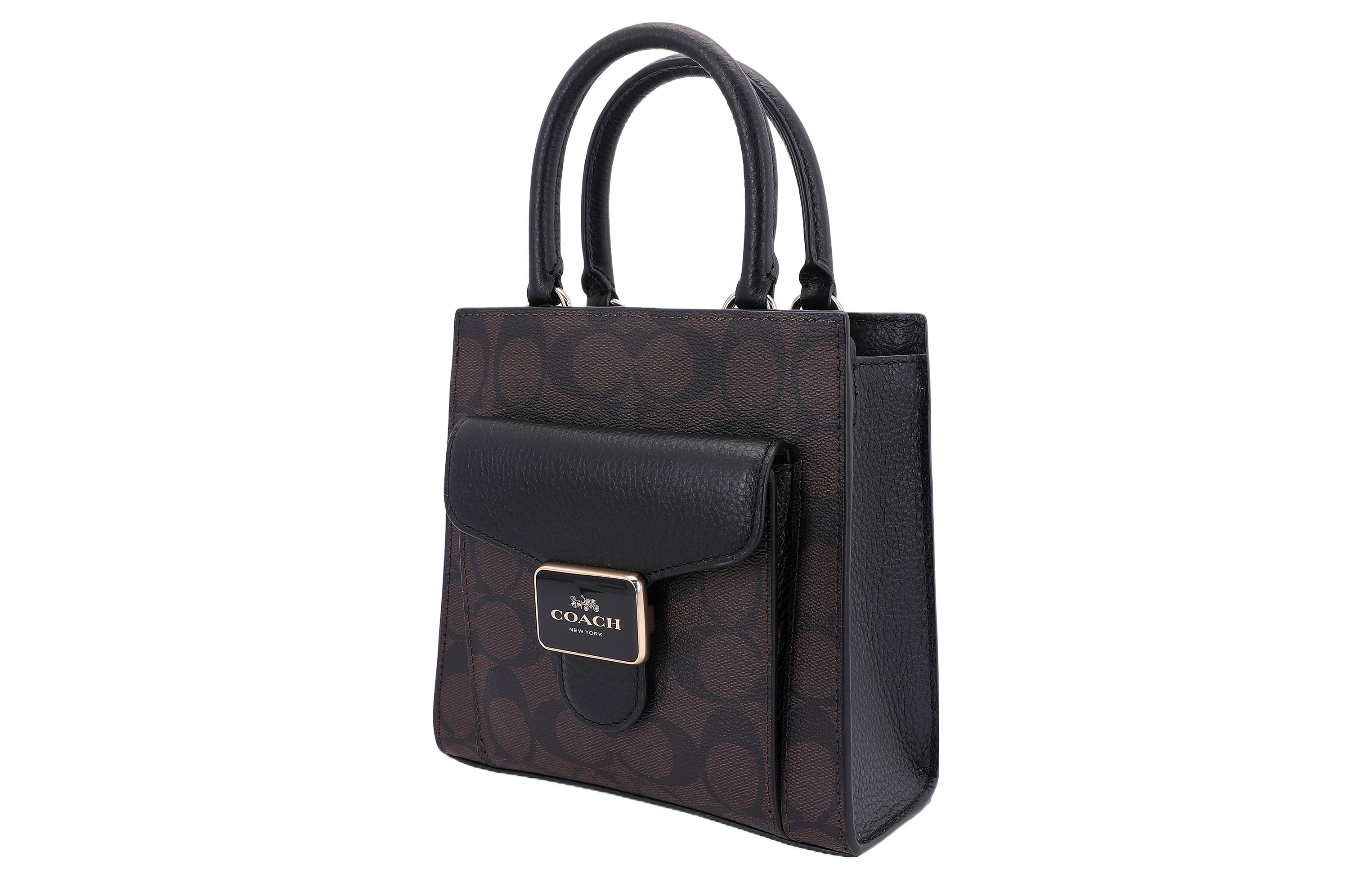 Сумка женская COACH Pepper Canvas кроссбоди хаки, коричневая, черная