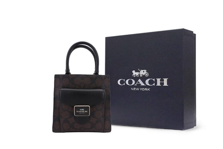 Сумка женская COACH Pepper Canvas кроссбоди хаки, коричневая, черная